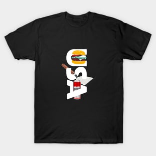 USA Map in White - Hamburger, Spatula, Beer T-Shirt